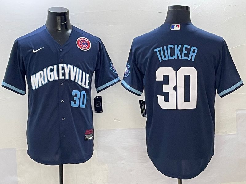 Men Chicago Cubs 30 Tucker Dark Blue City Edition 2025 Nike MLB Jersey style 10